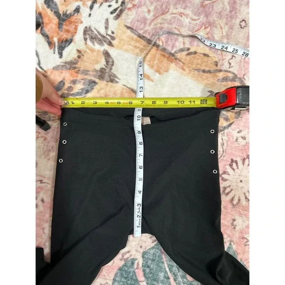 Y2K VTG Womens Black High Waisted Flare Grommet Pants Grunge Emo Alt 90s Small - Picture 7 of 8